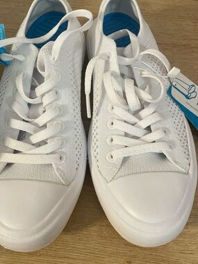 White Knit Lace-Up Sneakers